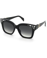 Blumarine - Sbm887S 700S Sunglasses Acetate Smoke Squared Normal Shaded - Lyst