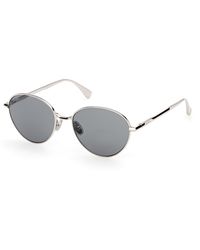 Max Mara - Mm0200 16A Sunglasses Metal Smoke Round Normal - Lyst