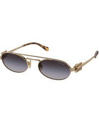 Miu Miu - Mu 54Zs 7Oe5D1 Sunglasses Metal Round Normal Shaded - Lyst