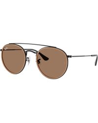 Ray-Ban - Sunglasses Unisex Round Double Bridge - Black Frame Green Lenses Polarized 51-22 - Lyst