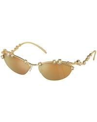 Swarovski - Sk7016 40047P Sunglasses Metal Round Mirrored Mirror - Lyst