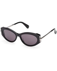 Max Mara - Mm0167 Roquebrune 1 01A Sunglasses Acetate Smoke Round Normal - Lyst