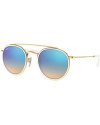 Ray-Ban - Round Double Bridge Sunglasses Frame Blue Lenses - Lyst