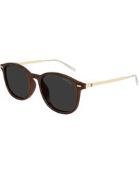 Montblanc - Mb0454Sa 003 Sunglasses Injected Round - Lyst