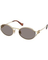 Miu Miu - Mu 52Ys Zvn80Q Sunglasses Metal Round Normal - Lyst