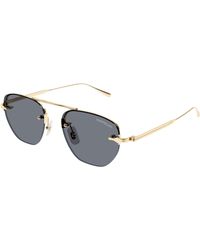 Montblanc - Mb0404S 001 Sunglasses Metal Round - Lyst