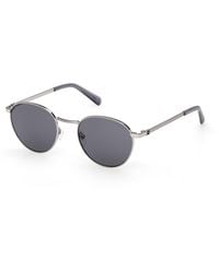 Guess - Gu00272 08A Sunglasses Metal Smoke Round Normal - Lyst