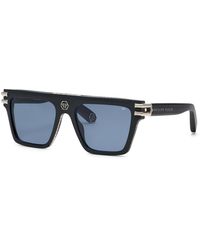 Philipp Plein - Spp108V Plein Icon 703 Sunglasses Acetate Squared Normal - Lyst