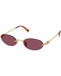 Miu Miu - Mu A54S 5Ak20Y Sunglasses Metal Round Normal - Lyst
