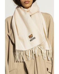 Moschino - Wool Scarf With Logo - Lyst