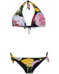 Dolce & Gabbana - Two-Piece Swimsuit With Floral Motif - Lyst