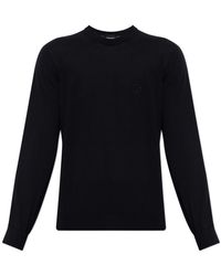 Giorgio Armani - Wool Sweater With Embroidered Logo - Lyst