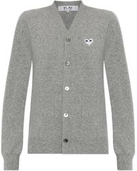 COMME DES GARÇONS PLAY - Wool Cardigan With Logo Patch - Lyst