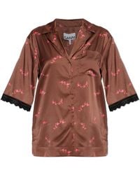 Ganni - Shirt With Floral Motif - Lyst