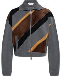 Versace - Cardigan With Leather Inserts - Lyst