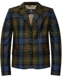 Etro - Wool Blazer With Check Pattern - Lyst