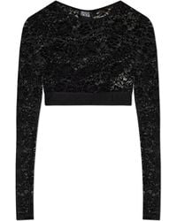 Versace Jeans Couture - Lace Top With Long Sleeves - Lyst