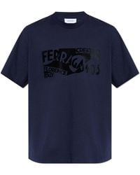 Ferragamo - T-Shirt With A Velvet-Finish Logo - Lyst