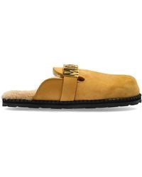 Moschino - Suede Slides With Logo - Lyst