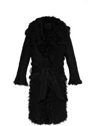 The Attico - Shearling Coat Tied With A Belt - Lyst