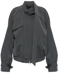 Victoria Beckham - Wool Jacket With Decorative Scarf - Lyst