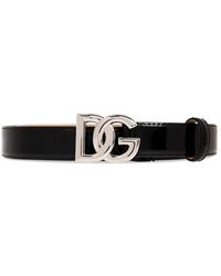 Dolce & Gabbana - Patent Leather Belt With Logo - Lyst