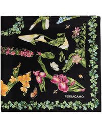 Ferragamo - Silk Scarf With Floral Motif - Lyst