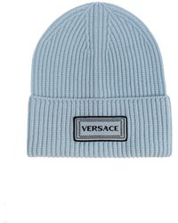 Versace - Wool Beanie With Logo Patch - Lyst