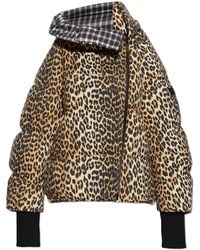 Ganni - Animal Print Down Jacket - Lyst