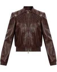 McQueen - Leather Jacket With Stand-Up Collar - Lyst
