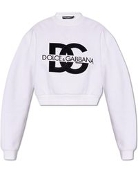 Dolce & Gabbana - Cropped Sweatshirt With Logo, - Lyst