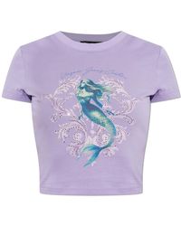 Versace Jeans Couture - T-Shirt With Print And Shimmering Sequins - Lyst
