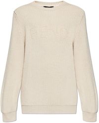 Fendi - Wool Sweater With Logo - Lyst