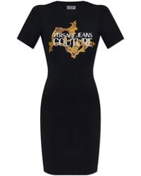 Versace Jeans Couture - Dress With Print And Shimmering Appliqués - Lyst