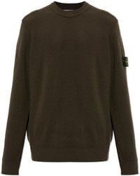 Stone Island - Wool Sweater With Patch On Sleeve - Lyst