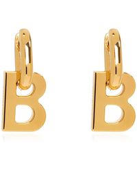 Balenciaga - Brass Logo Earrings - Lyst