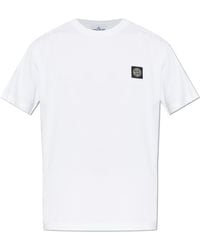 Stone Island - T-Shirt With Logo Patch - Lyst