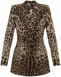 Dolce & Gabbana - Double-Breasted Blazer With Animal Print - Lyst