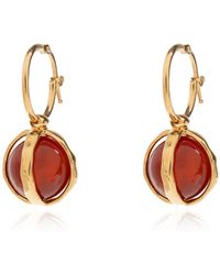 Jil Sander - Brass Earrings With Stone - Lyst