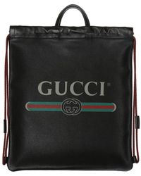 Gucci Printed Leather Backpack - Black