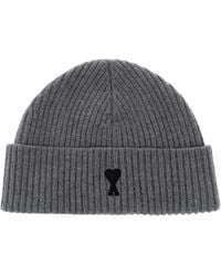 Ami Paris - Wool Beanie With Logo - Lyst