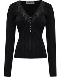 Self-Portrait - Ribbed Top With Shiny Buttons - Lyst