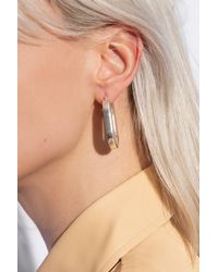 Jil Sander - Brass Earrings With Logo, - Lyst