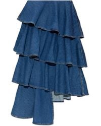 Alaïa - Denim Skirt With Ruffles - Lyst