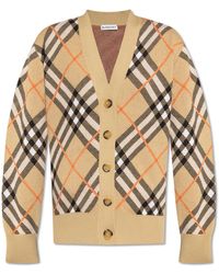 Burberry - Check Pattern Cardigan - Lyst