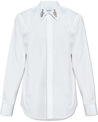 McQueen - Shirt With Shimmering Crystals On The Collar - Lyst