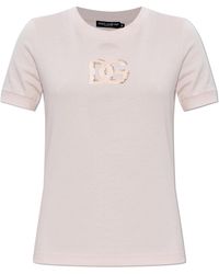 Dolce & Gabbana - T-Shirt With A Shimmering Logo - Lyst