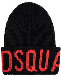 DSquared² - Wool Beanie With Logo - Lyst