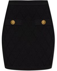 Balmain - Short Skirt With Decorative Pockets - Lyst