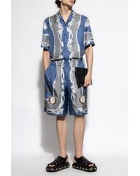 Versace - Silk Shorts With Medusa Cameo Print - Lyst
